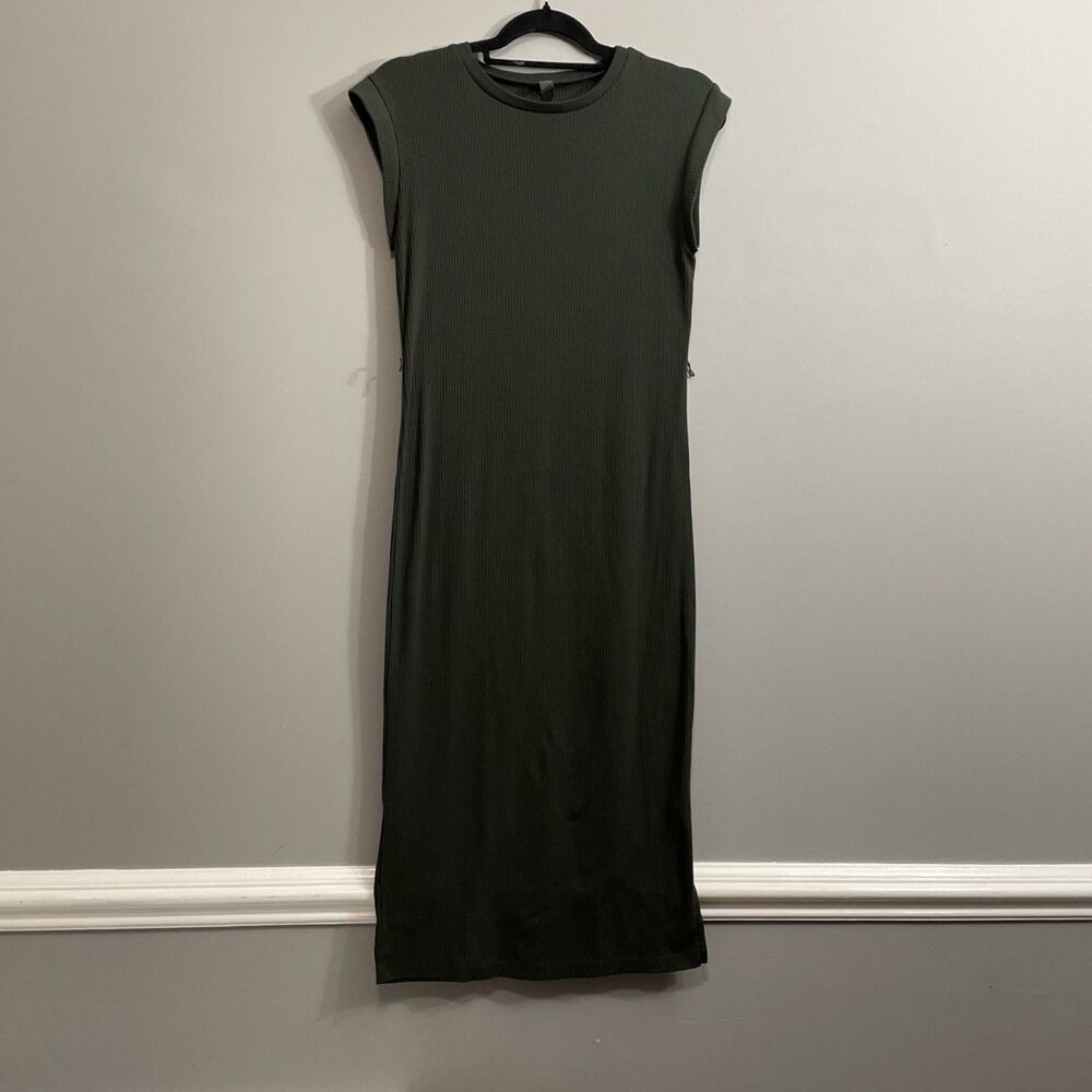 Alya Green Ribbed Bodycon Dress Women’s Medium Sleeveless Long Casual